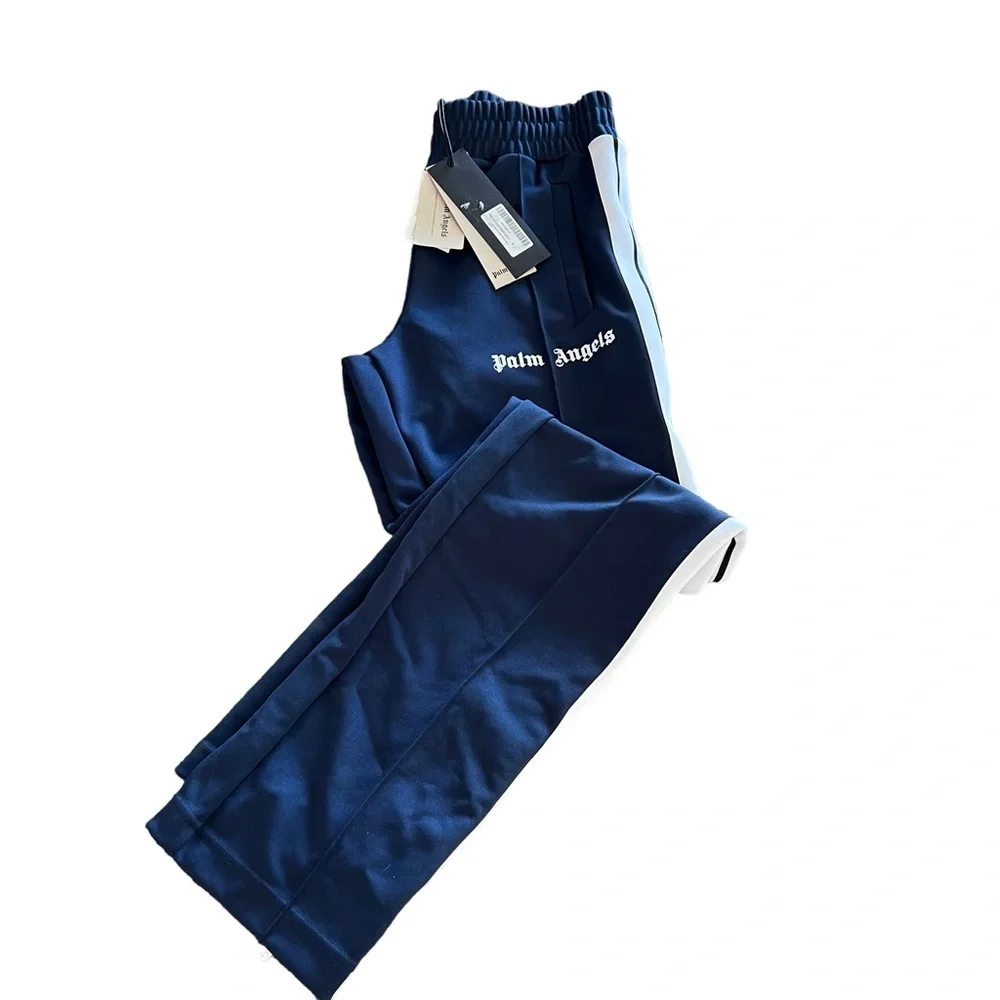 Palm Angels Track Pants Men’s Size Small CORE CLASSIC COLOR NAVY BLUE WHITE
